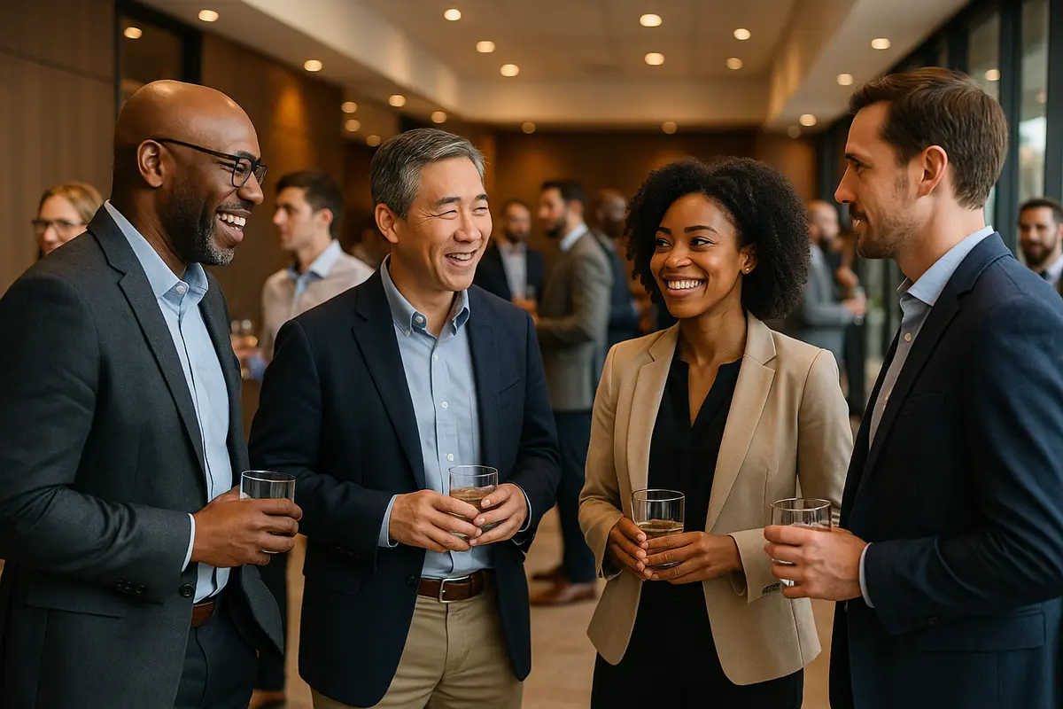 Chamber of commerce networking event with business professionals