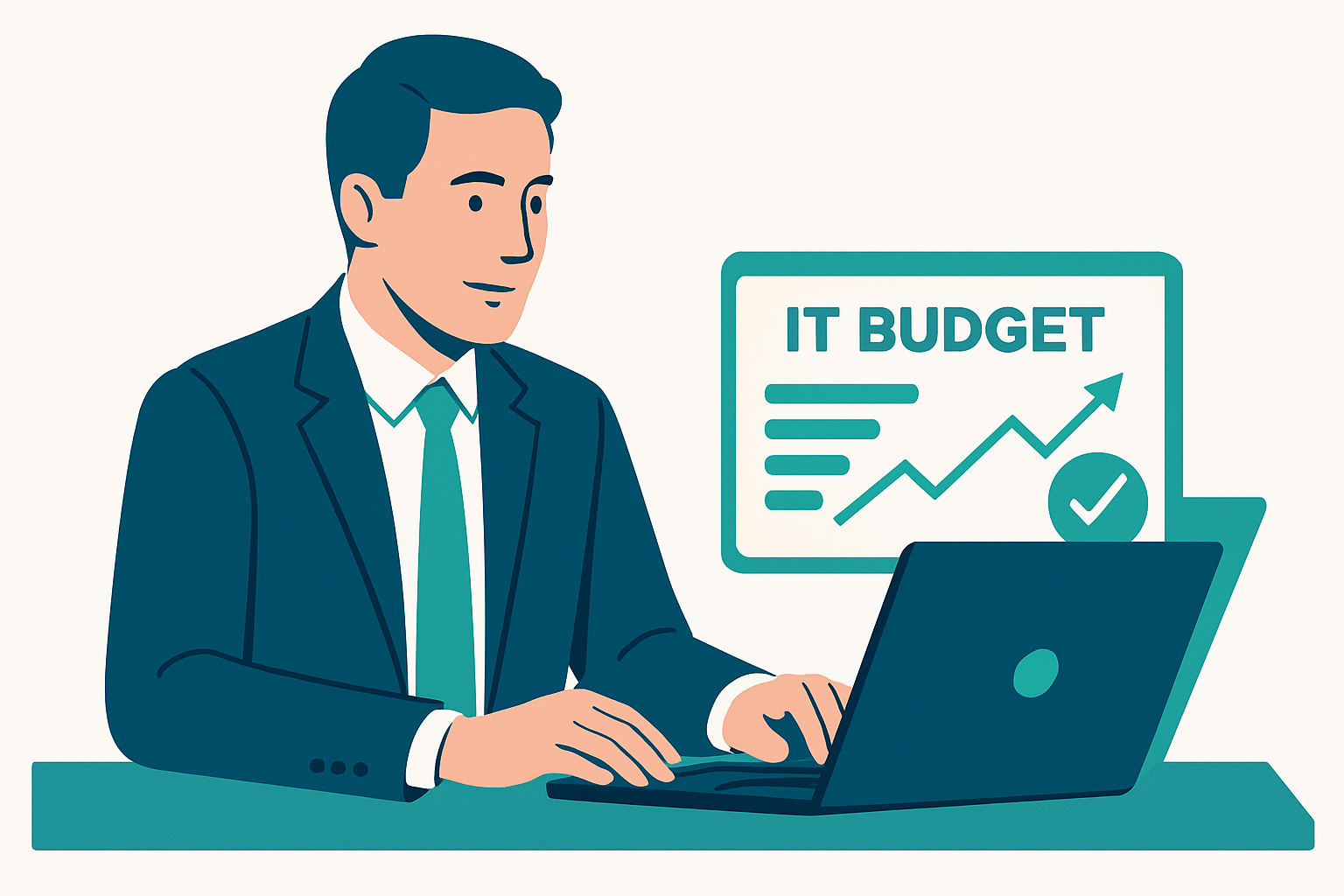Law firm partner reviewing IT budget planning on a laptop