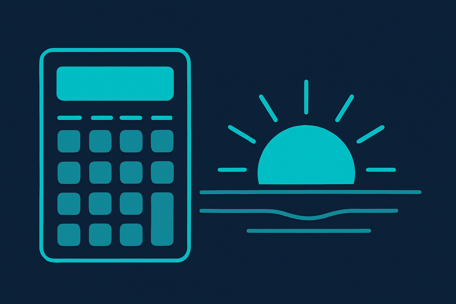 Burnout recovery and rebuilding a CPA career, illustrated as a calculator beside a rising sun