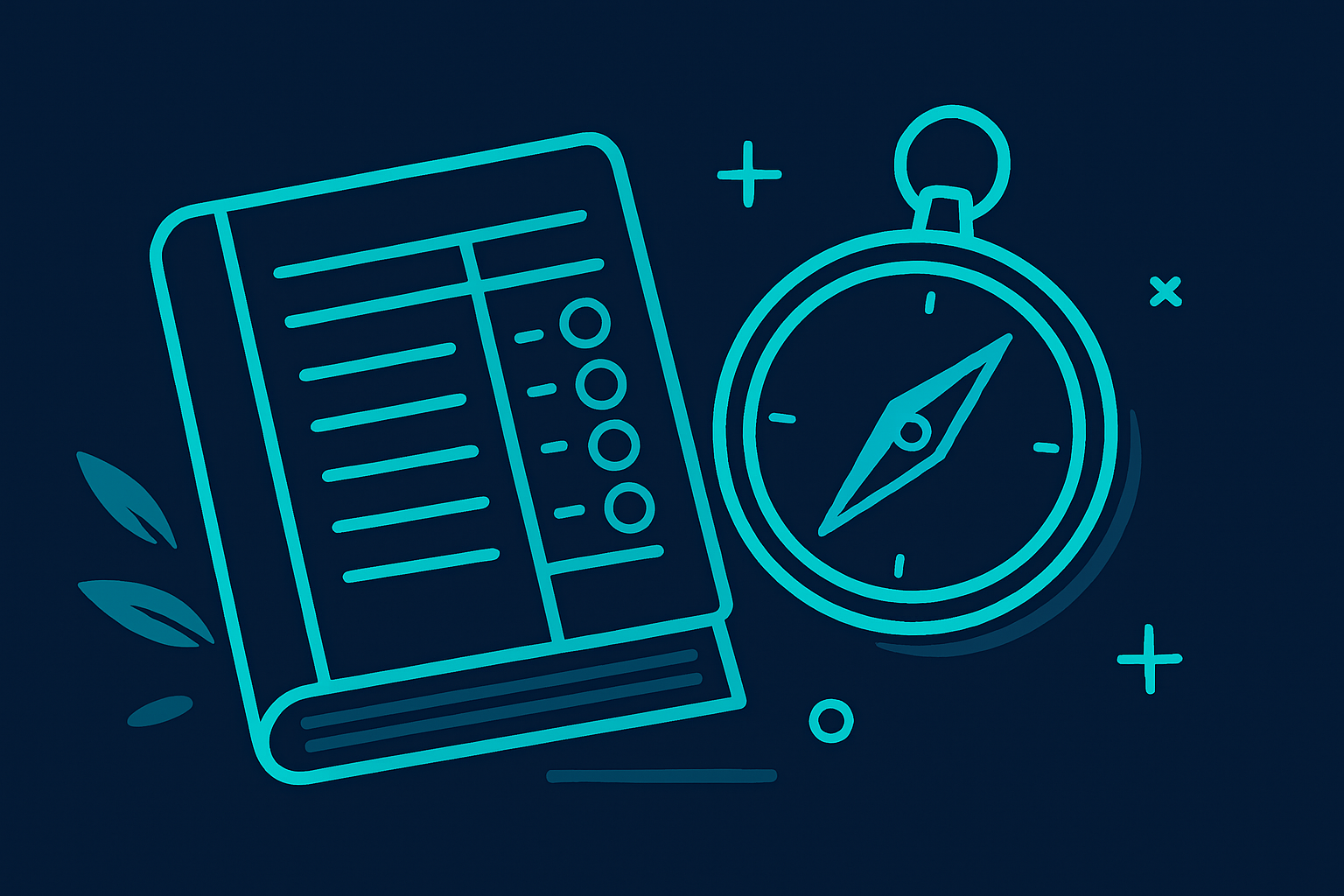 Fractional CFO theme: a ledger and compass representing clarity and mission in business