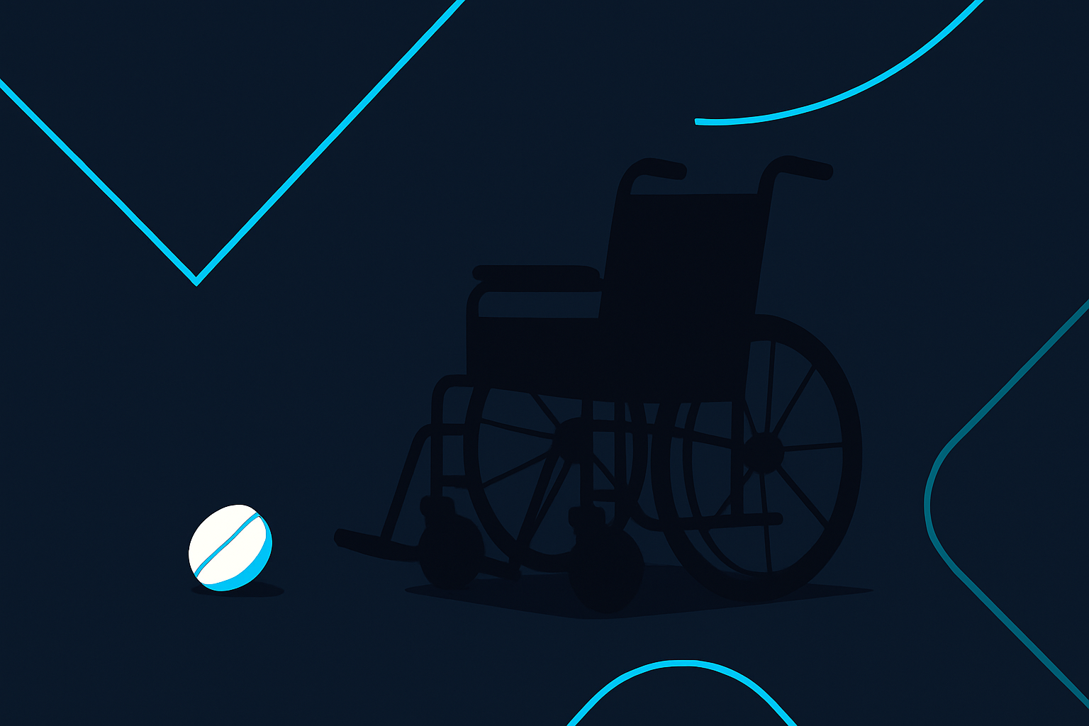 Courage, resilience, and mental health illustrated by a pill and wheelchair silhouette